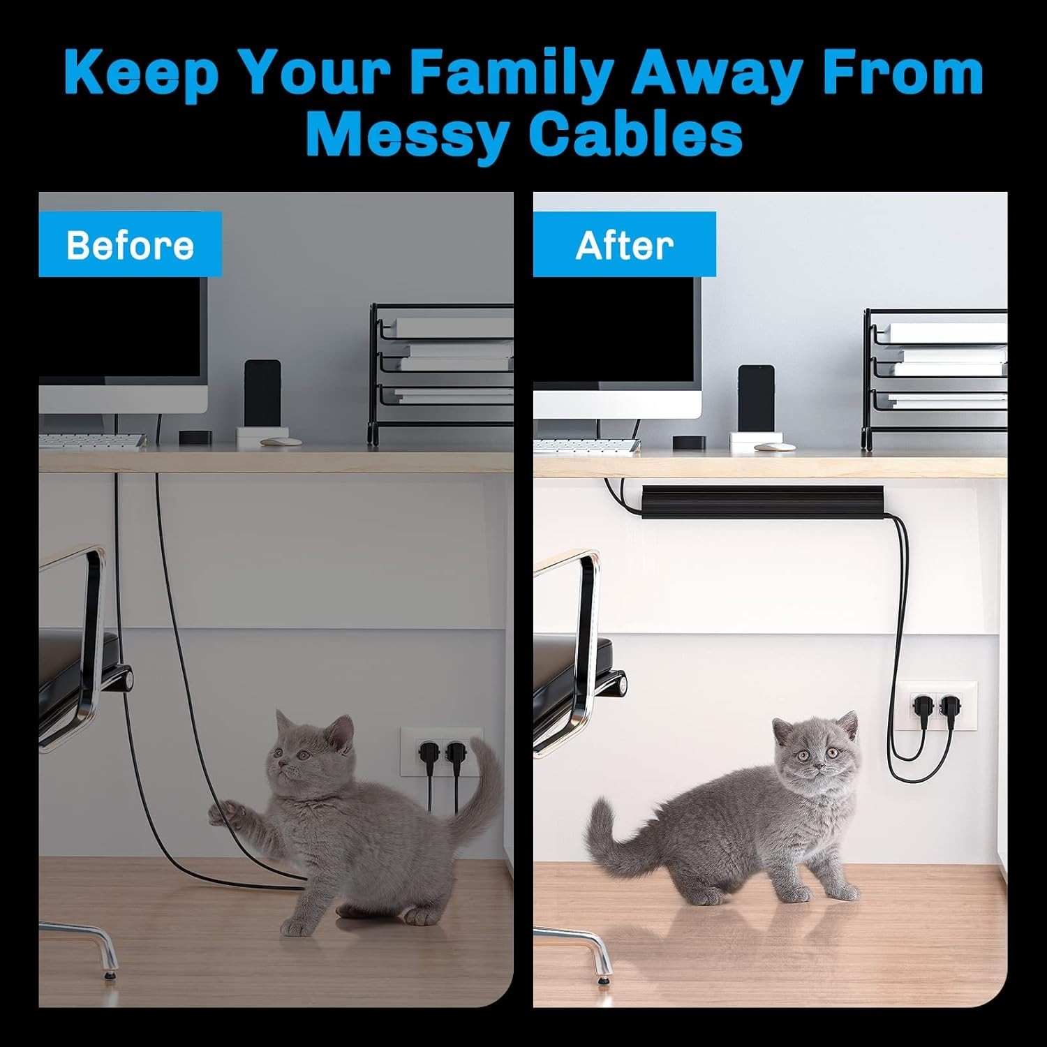 2 Pack Safe & Tidy Cable Management Solution - Protect Kids & Pets with Home ...