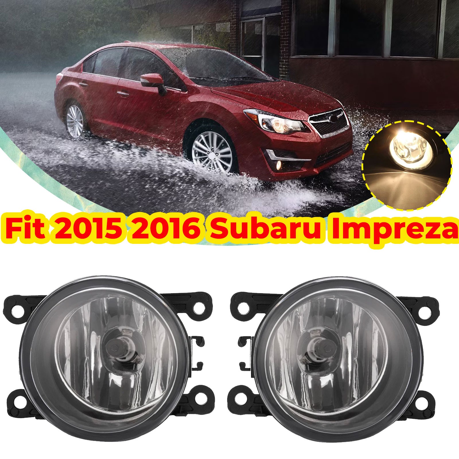 Pair For 2015-2016 Subaru Impreza Clear Fog Light Lamp Right & Left W/ Bulb