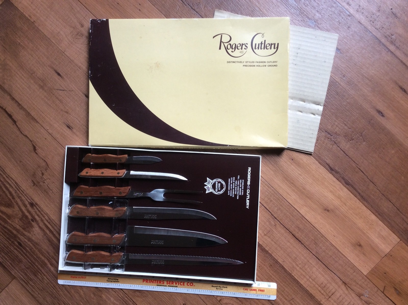 NIB Rogers Cutlery Japan wooden handles Stainless Steel precision hollow ground