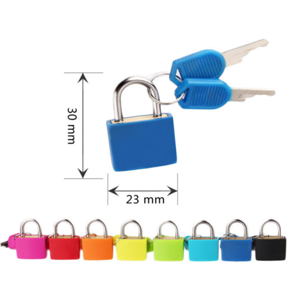 Small Steel Padlock Travel Suitcase Diary Lock With 2 Keys Plastic Case Decor
