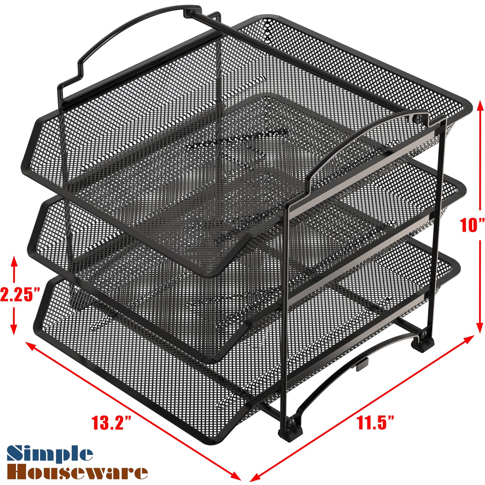 3-Tier Stackable and Sliding Desktop Document Letter Tray Organizer, Black