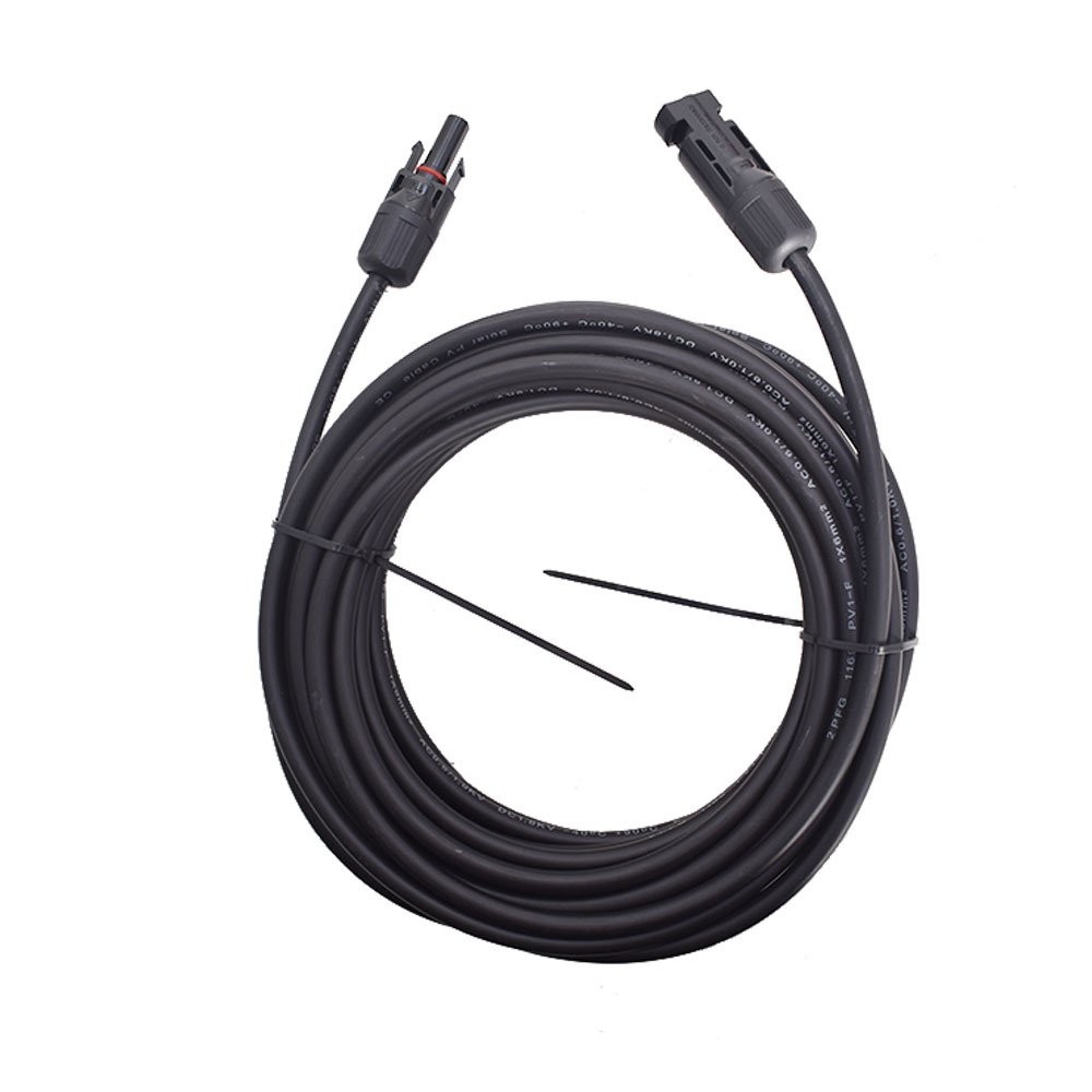 25 Feet 1 Pair 10AWG Black + Red Solar Panel Extension Cable Wire Connector