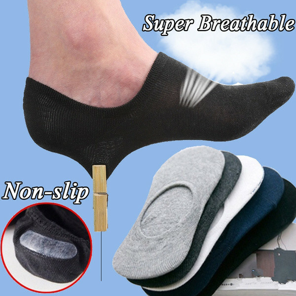 3-12 Pairs Mens No Show Invisible Nonslip Loafer Boat Cotton Low Cut White Socks