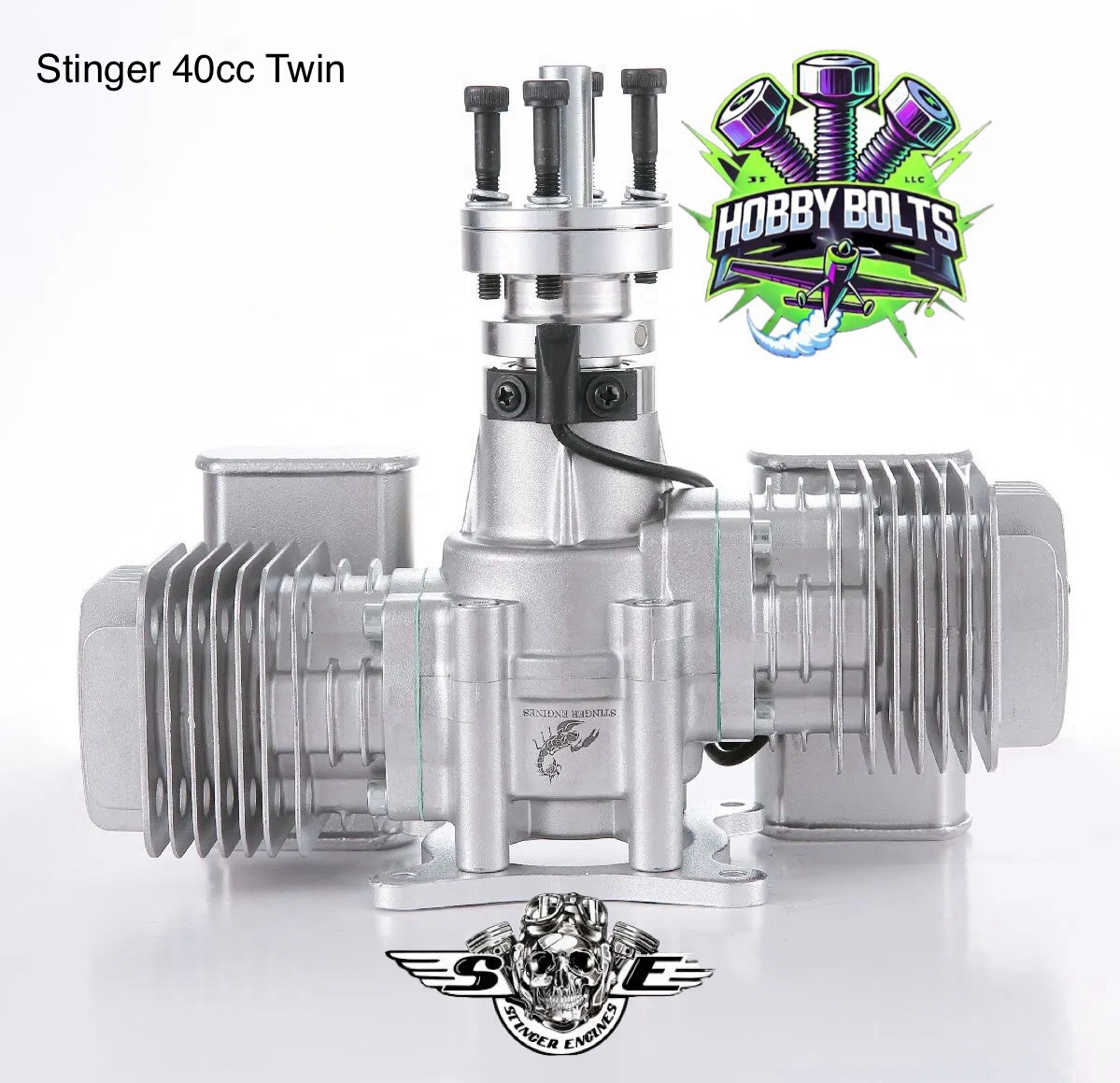 STINGER 40cc Twin With 1/4-32 Spark Plugs RC Airplane Engine. RCGF, Hobby Bolts.
