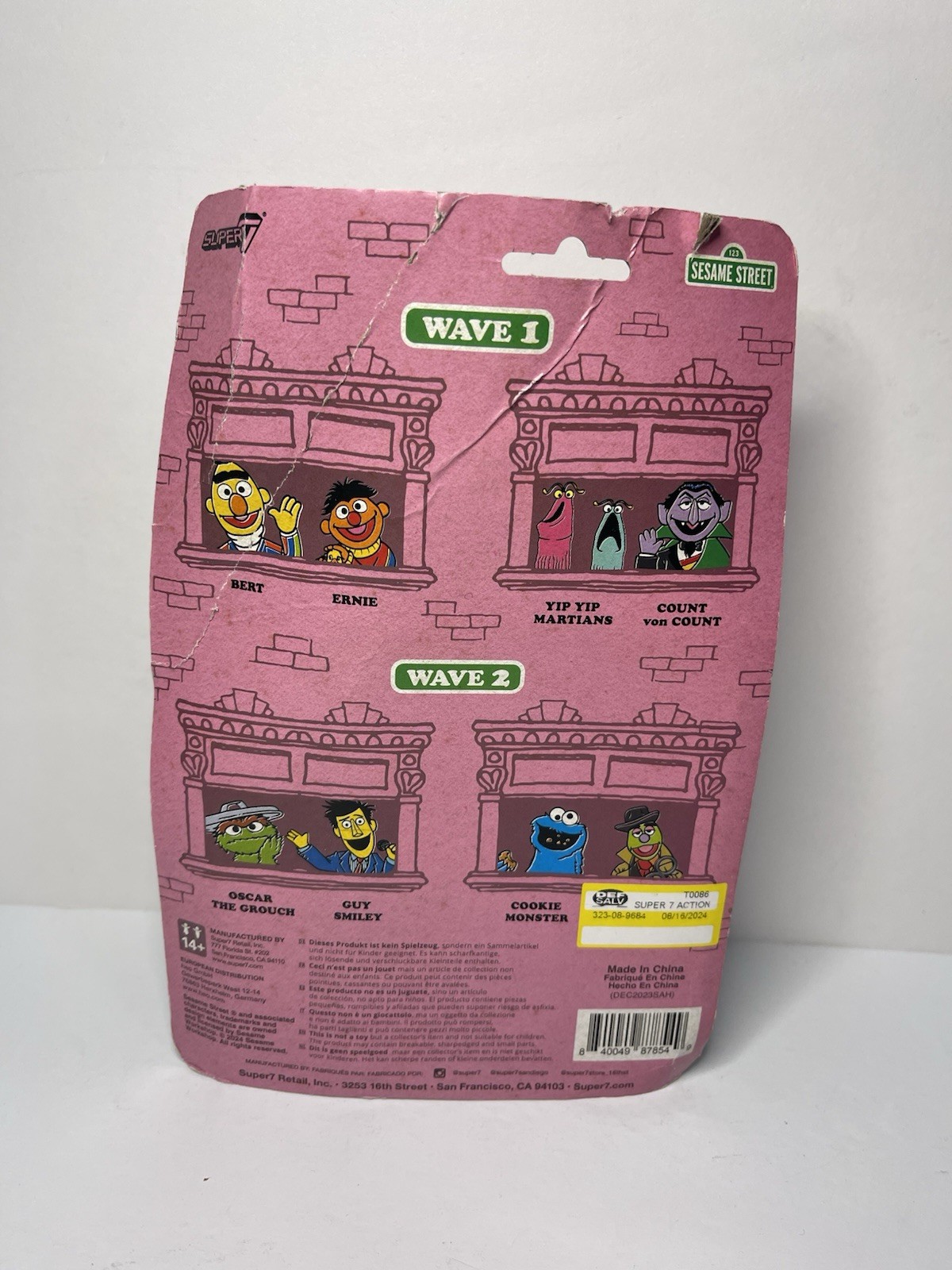 Super7 Sesame Street COOKIE MONSTER w/ COOKIES 3.75-Inch ReAction Damage box!