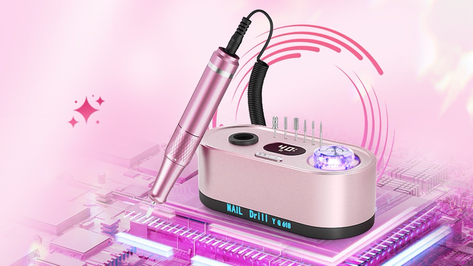 Electric Nail File Drill Professional Kit, Drill Machine with LCD Display YG618