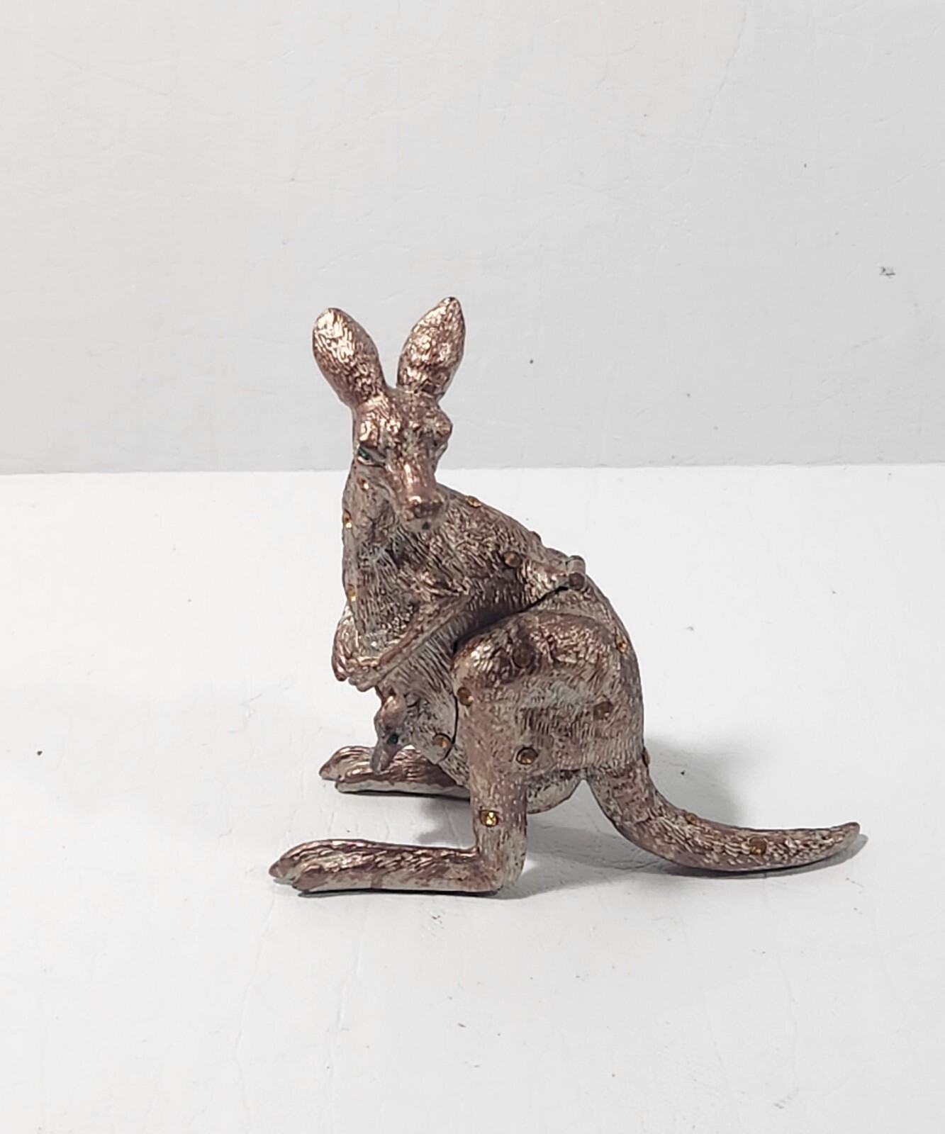 Trinket Box with Swarovski Crystal Jeweled Enamel  Bald kangaroo