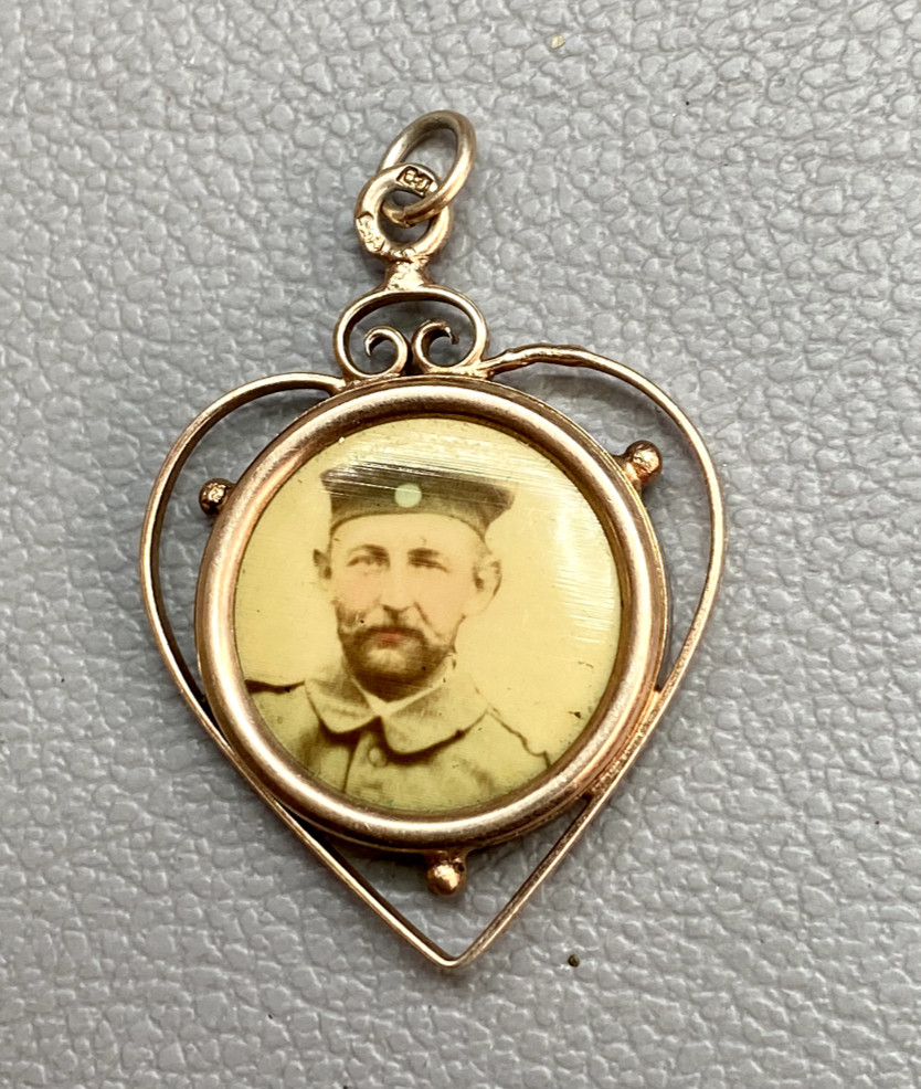 Antique Victorian Austrian Mourning Pendant Heart Sterling Silver & Gold Filled