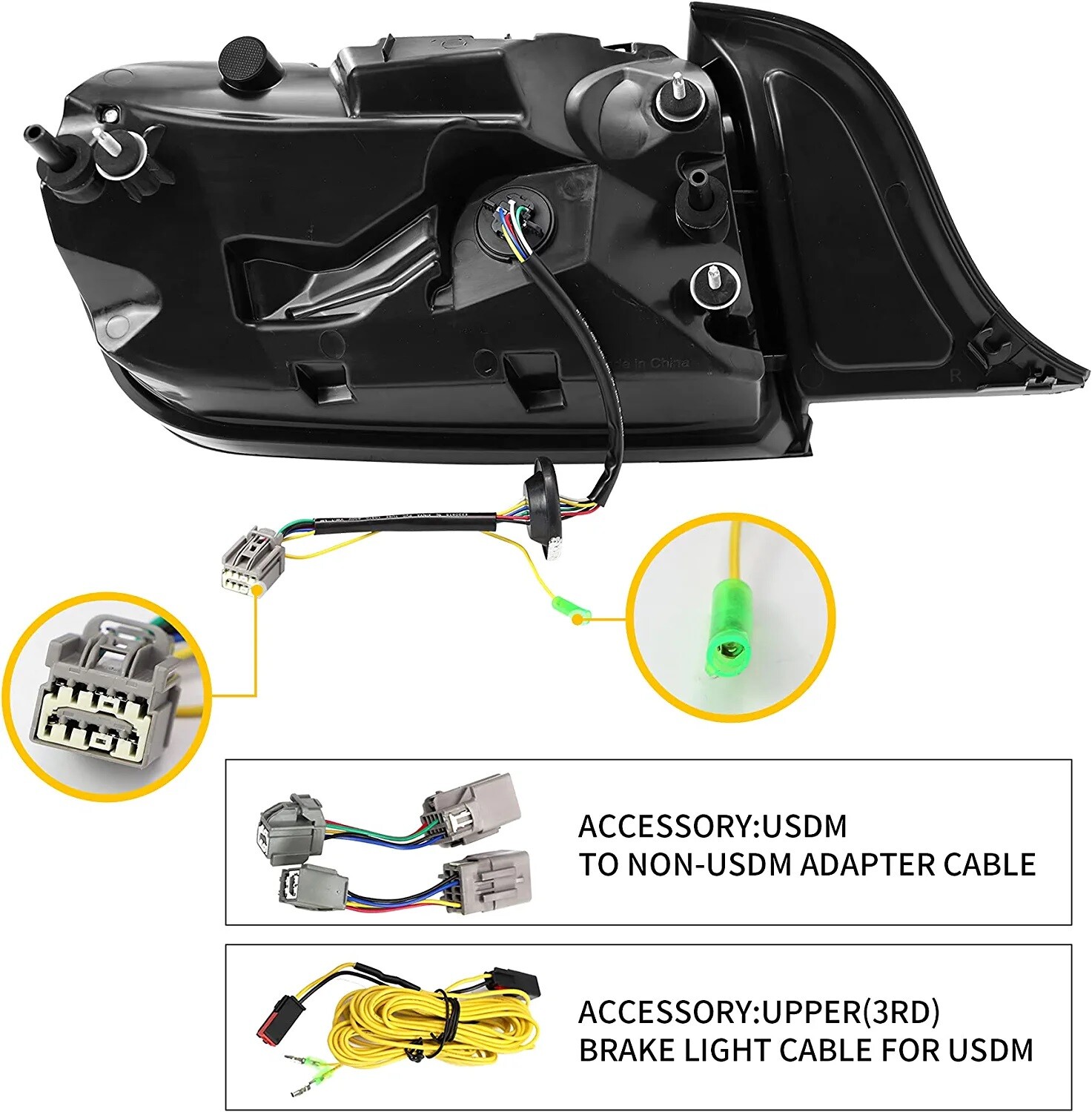 VLAND For 2015-23 Ford Mustang 5Mode Tail Light Wiring Harness Brake Light Cable