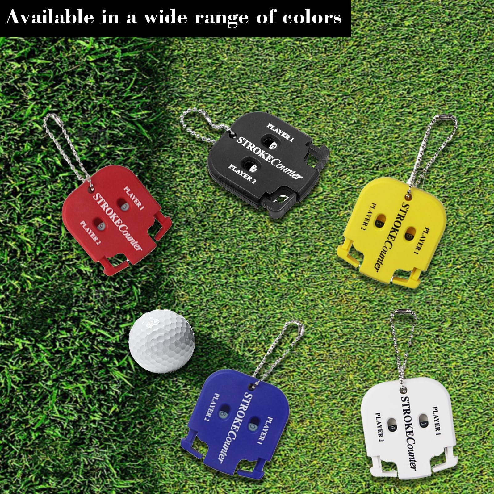 2 Pack Golf Stroke Counter with Key Chain, 2 Player Golf Clicker Counter Hand...