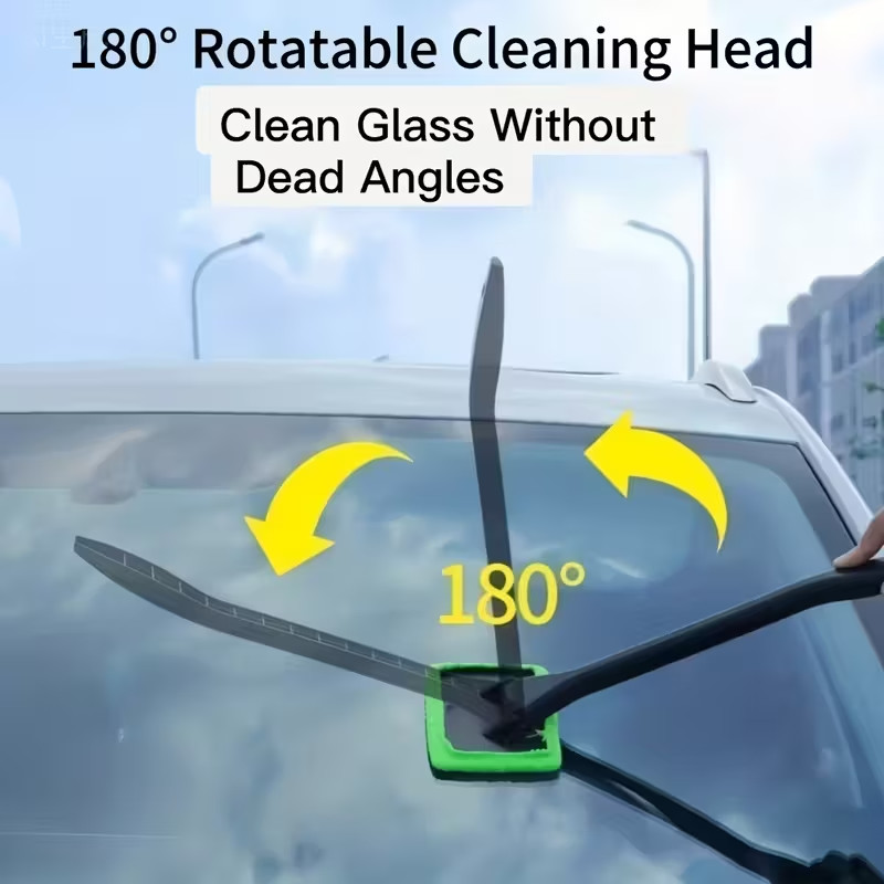 A Dual-Purpose Car Window Cleaning Brush with Interchangeable Heads