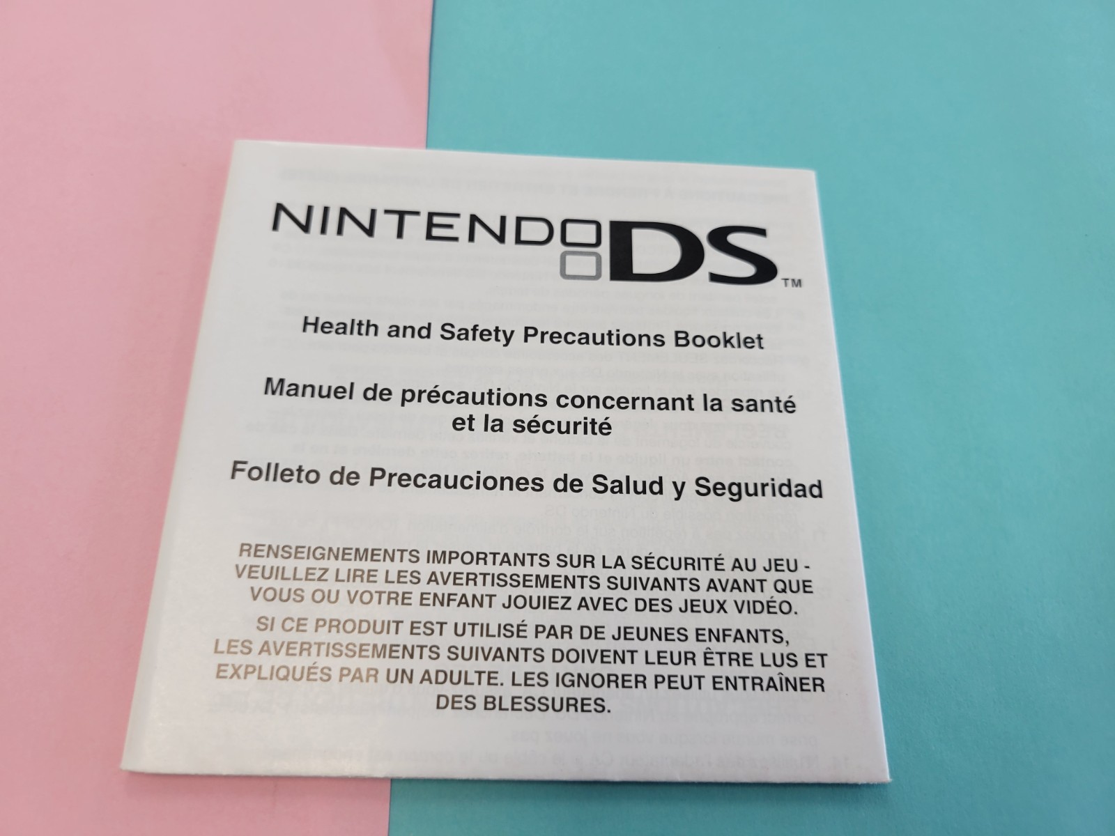 Nintendo DS Authentic Health & Safety Precautions Manual Booklet Only