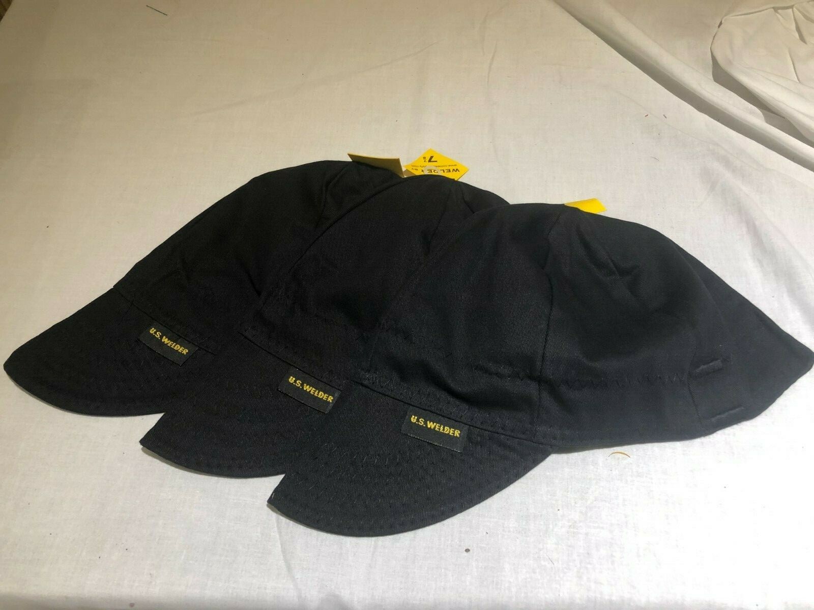 3 pack US WELDER Welding Cap Hat Solid Black Reversible by Comeaux Supply NWT