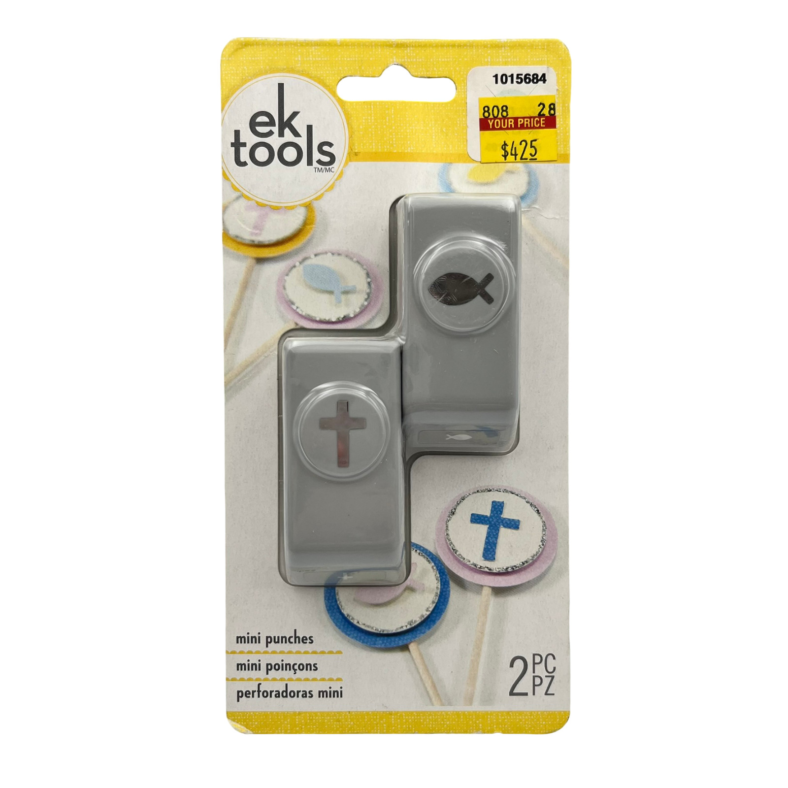 EK Tools Cross and Fish Mini Paper Punch 2-Pack Religious #54-10084 New