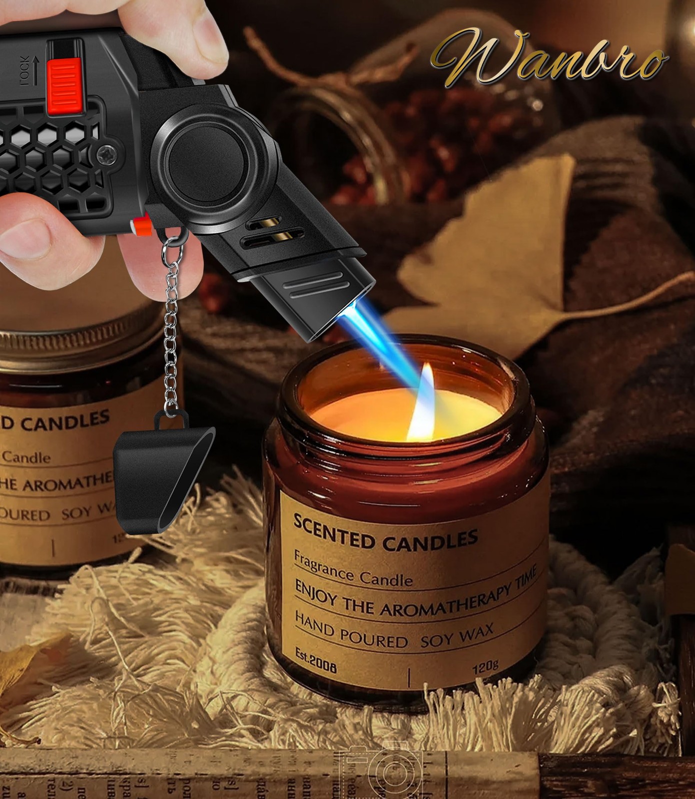WANBRO 4 Pack of Torch Lighter, 30° & 45° Rotatable Windproof Jet Flame, with...