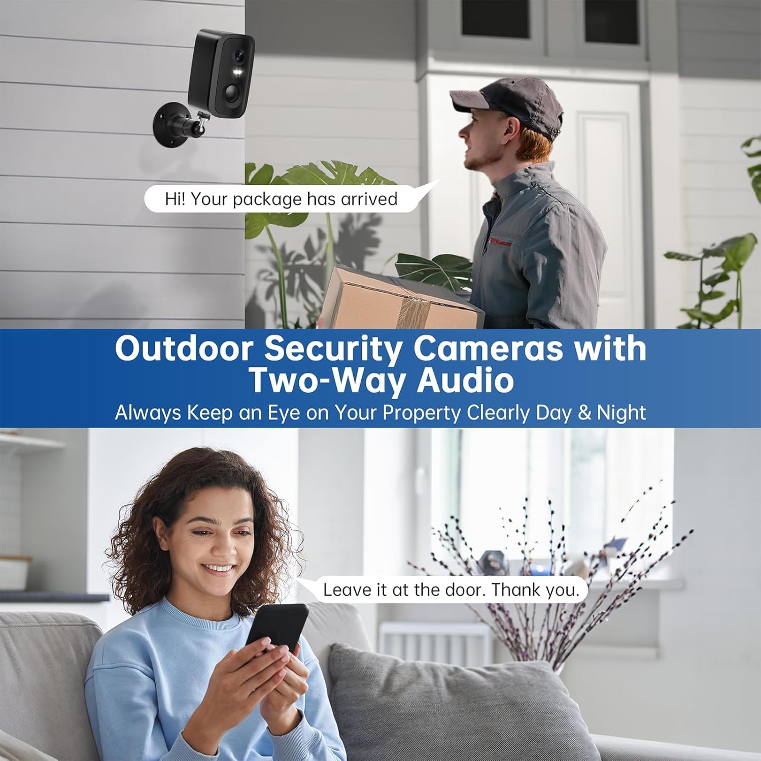 2K Wireless Solar Camera Outdoor Security Camera Battery-Powered Camera for Home