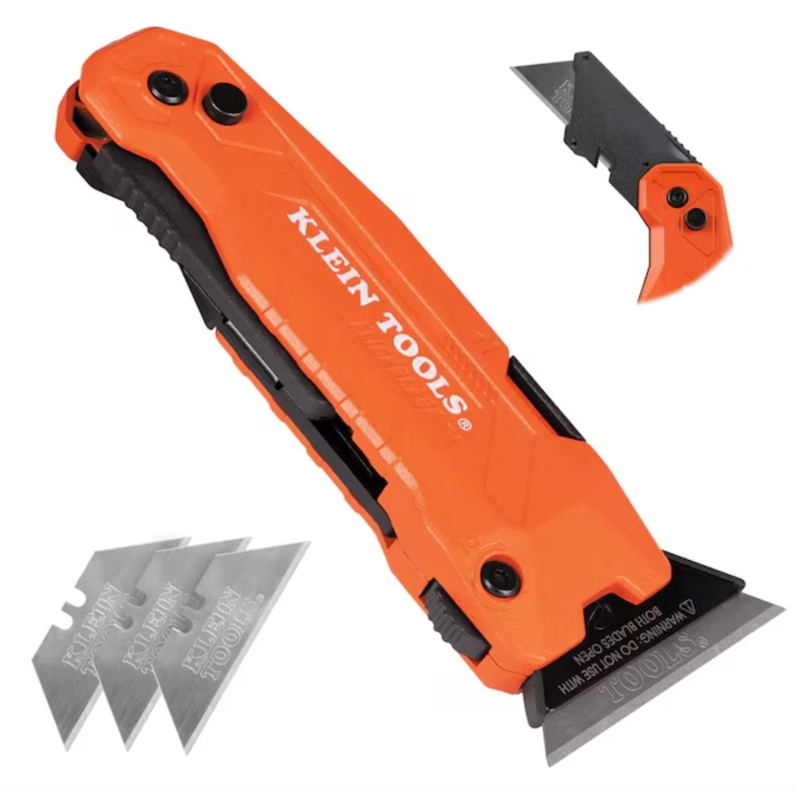 Klein Tools 44306 FLICKBLADE 2-in-1 Utility Knife & Scraper with Blade Storage