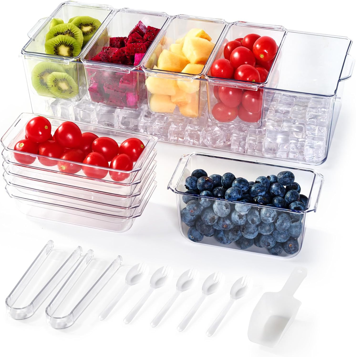 Chilled Garnish Tray with 5 Small Removable Containers and Compartments | Ice Ch