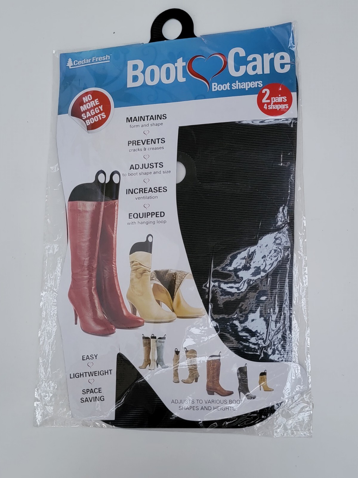 NEW CedarFresh Boot Care Black Boot Shapers 1 Pair 2 Shapers No More Saggy Boots