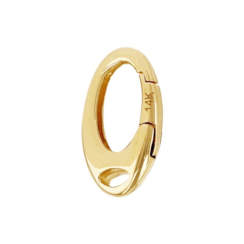 Polished Oval Push Clasp 14K Solid Yellow Gold
