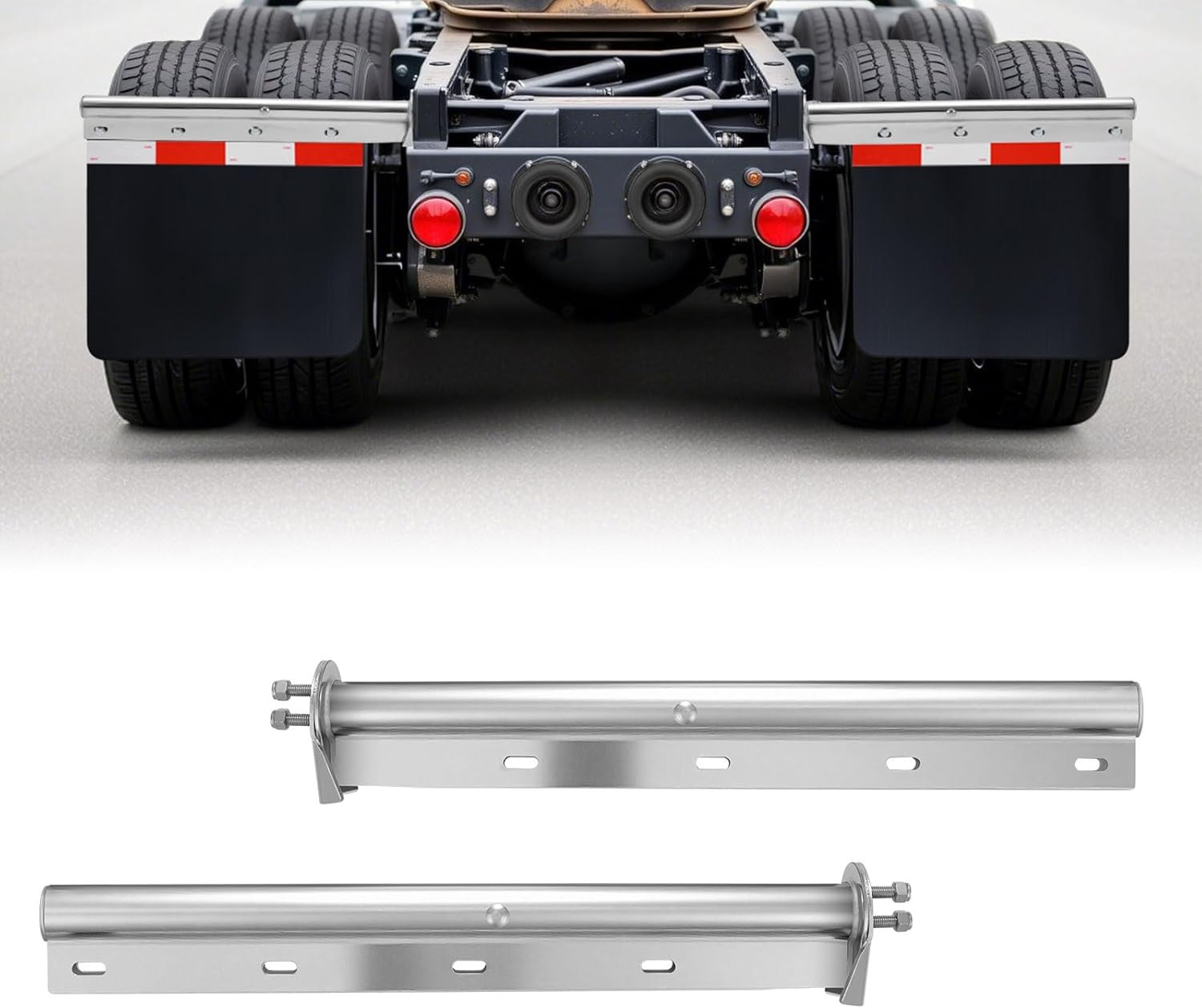 Straight Spring Loaded Mud Flap Hangers for Semi Truck 1-1/8" Bolt Spacing