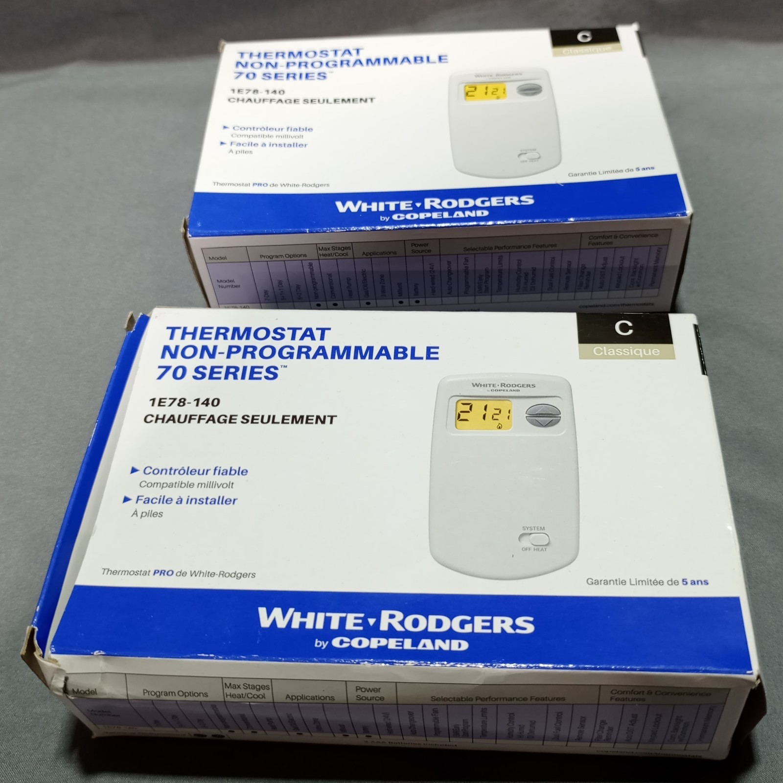Lot Of 2 White Rodgers By Copeland 1E78-140 Thermostat