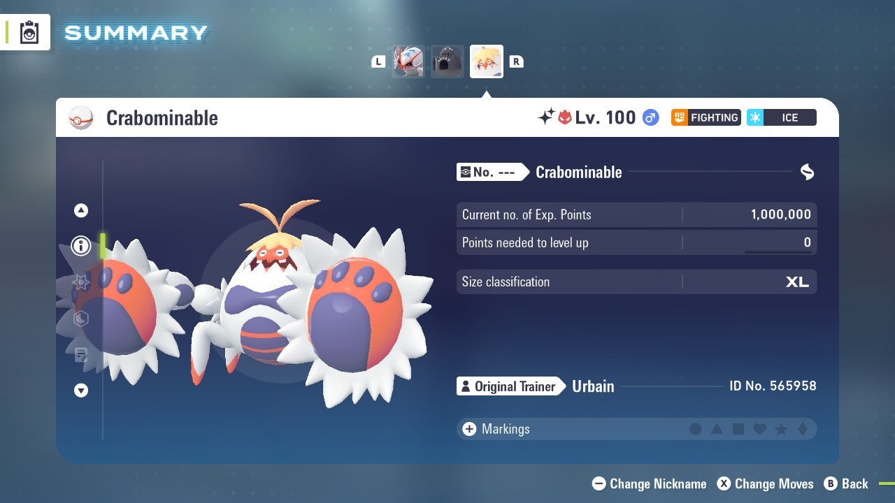 Crabominable Alpha Shiny 6IVs Battle Ready - Legends ZA