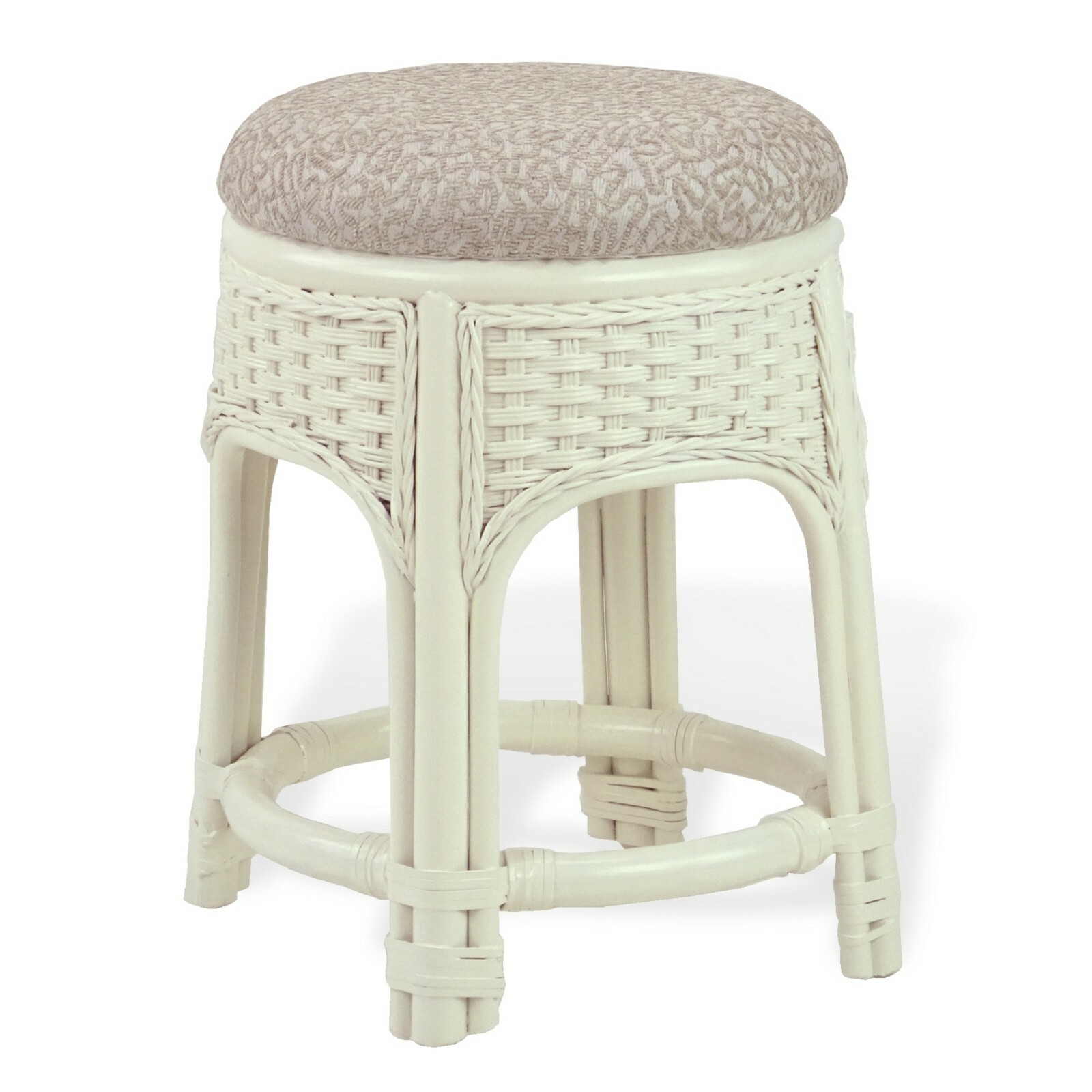 Natural Rattan Wicker ECO Handmade Alexa Footstool White w/Cushion