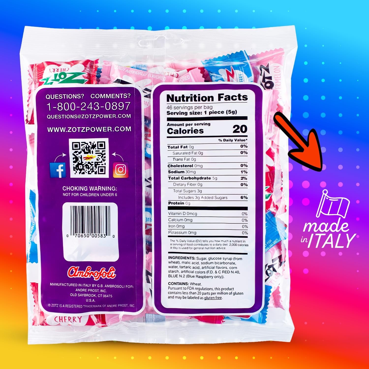 Fizzy Sour Candy Bulk - Retro Italian Hard Candy Individually Wrapped - Class...