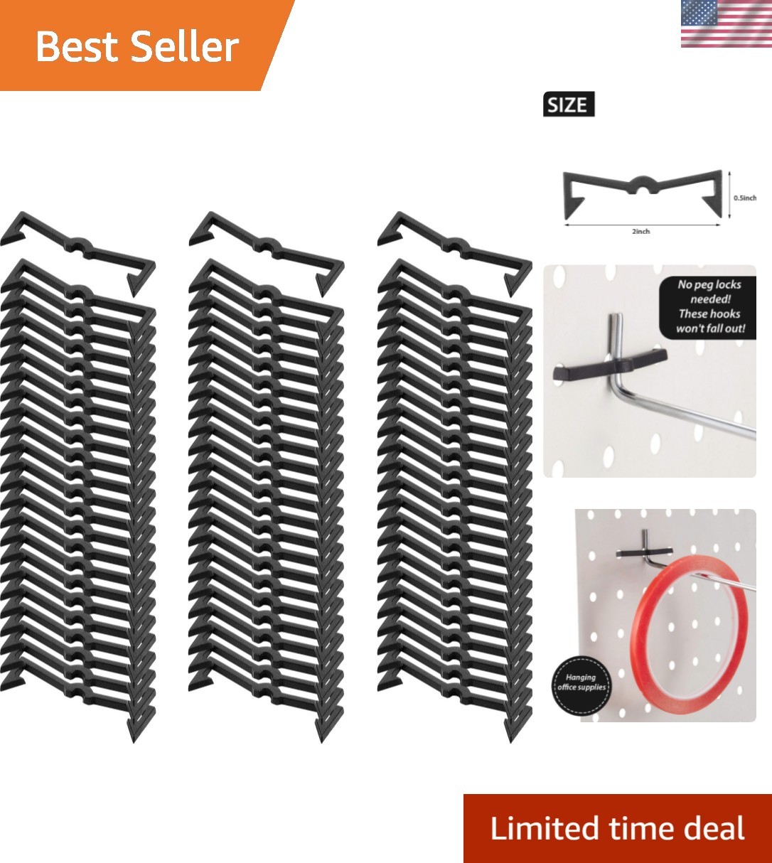 Versatile 100 Piece Pegboard Clip Set - Compatible with 1/4 & 1/8 Inch Boards