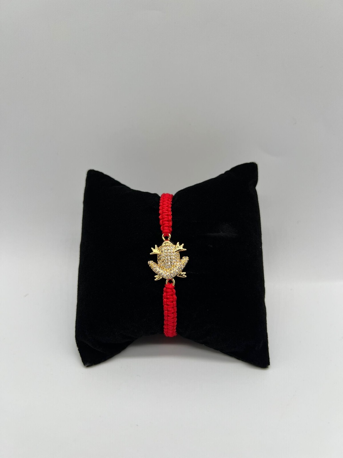 Red Cord Bracelet Braided Textile Frog