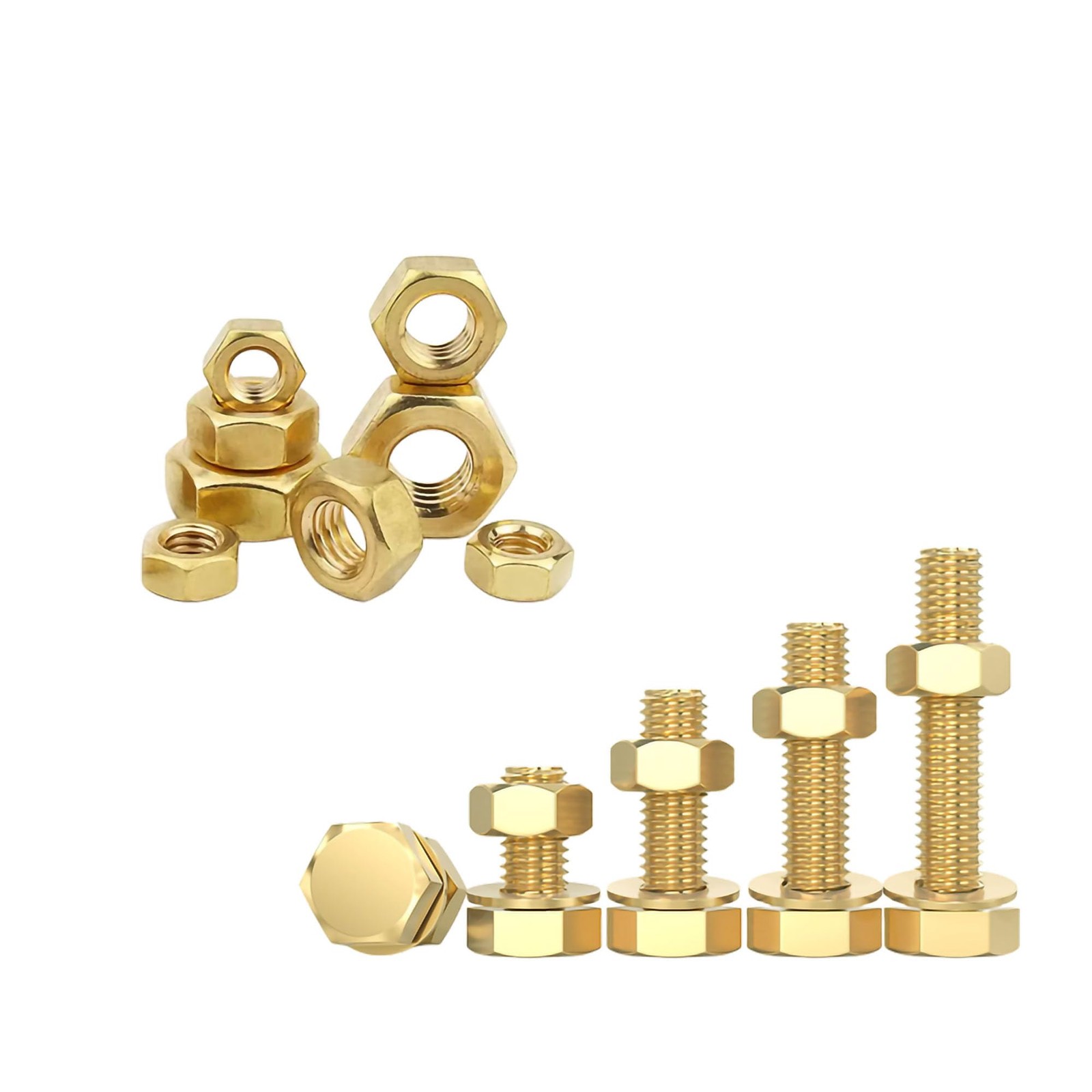 4PCS M16-2 Brass Hex Nuts Metric Coarse Thread Hexagon NutISO 4032 Class 4.8
