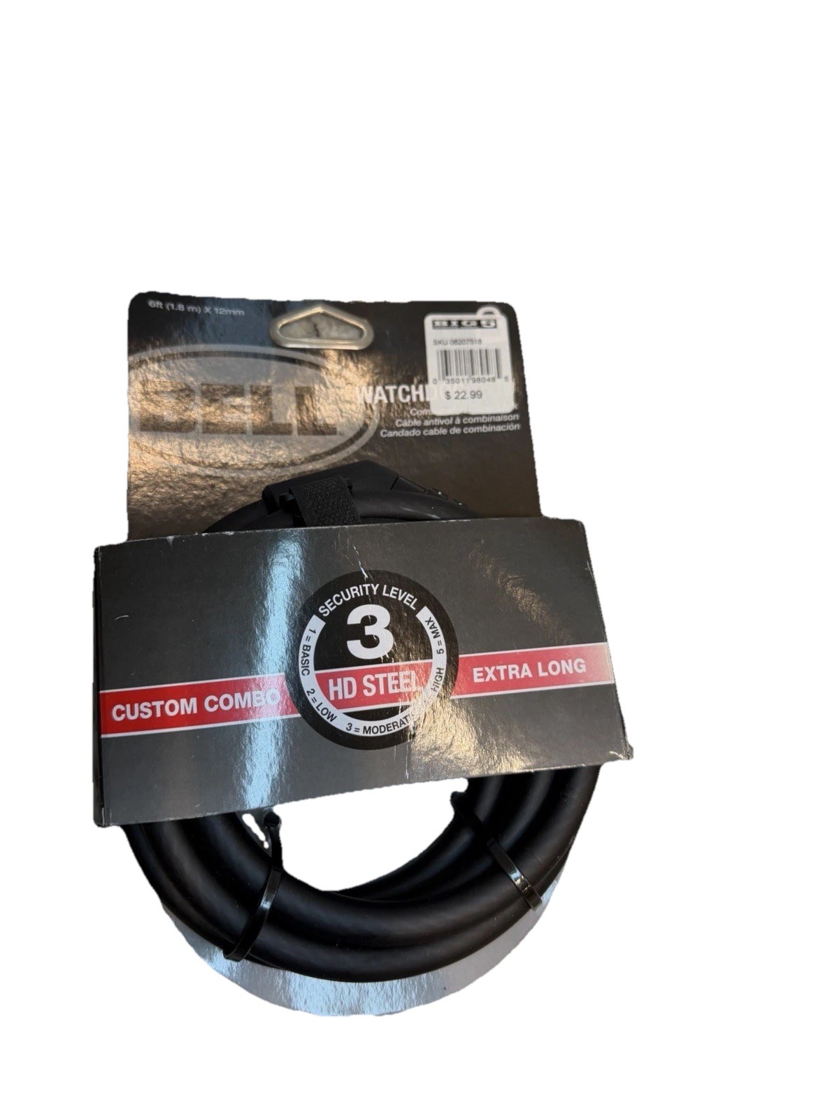 Combo Bike Lock 6ft x 12mm Heavy Duty Steel Core Level 3 NEW Bell Watchdog 610