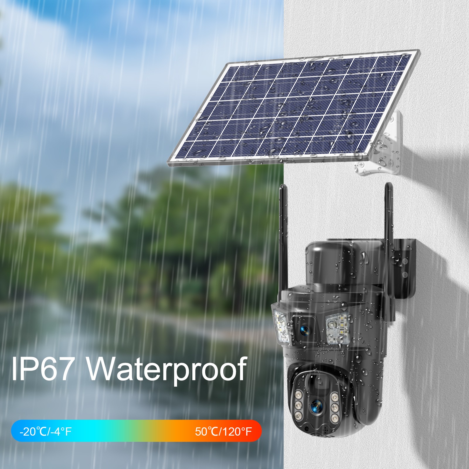 Solar Battery Powered Wireless WiFi Outdoor Pan/Tilt Home Security Camera System