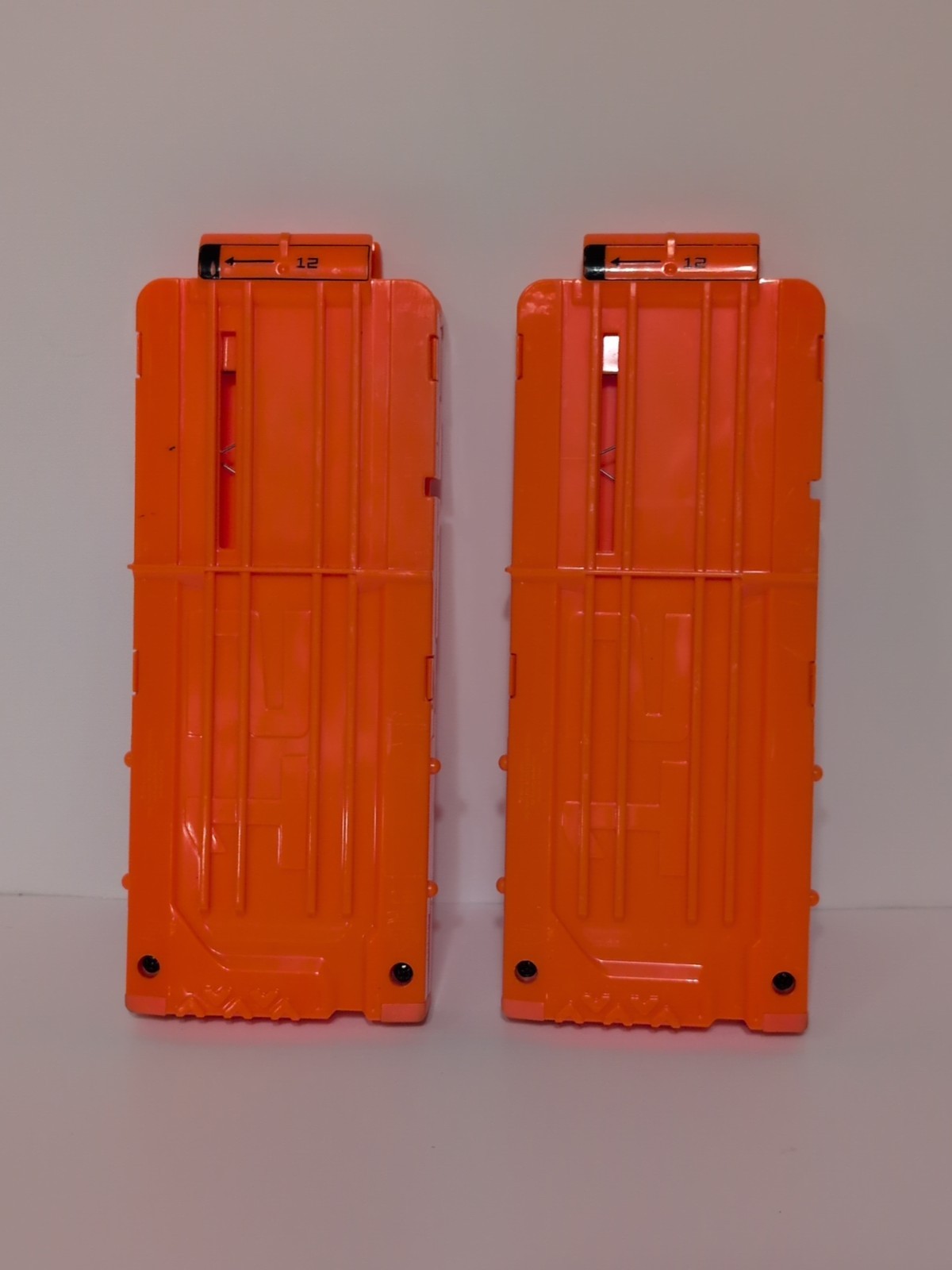 Lot of 2 Nerf N-Strike Elite 12 Round Ammo Magazine Mag Clip Dart Solid Orange