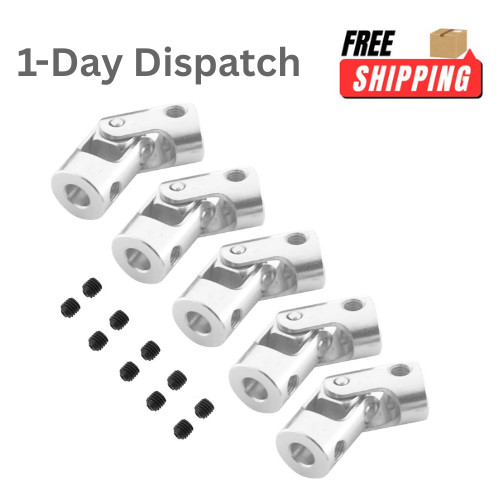 5Pack Vgoohobby Universal RC Steering Shaft U Joint Coupler 4mm to 4mm Silver