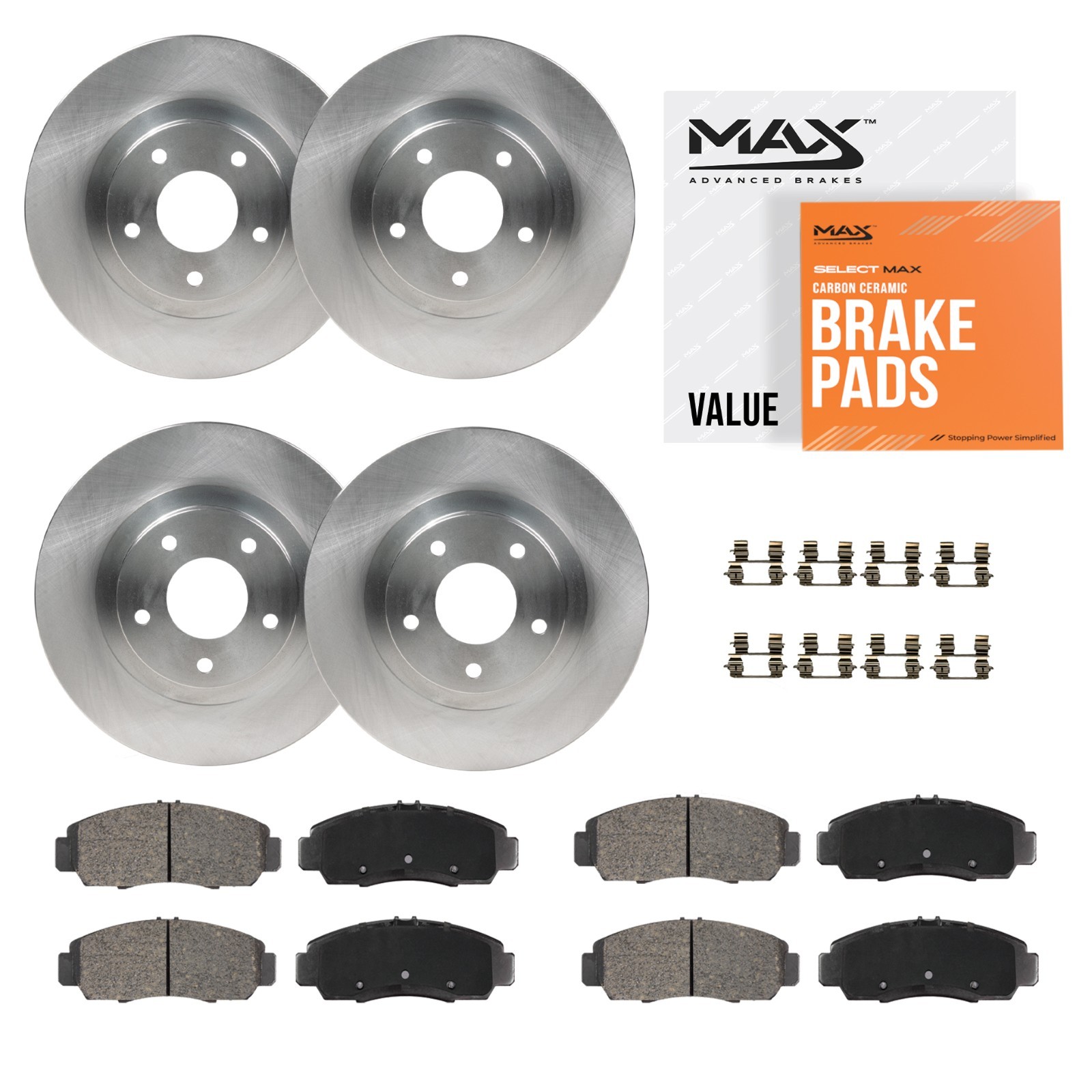 Front & Rear Brake Rotors + Ceramic Pads for Hyundai Sonata Kia Optima