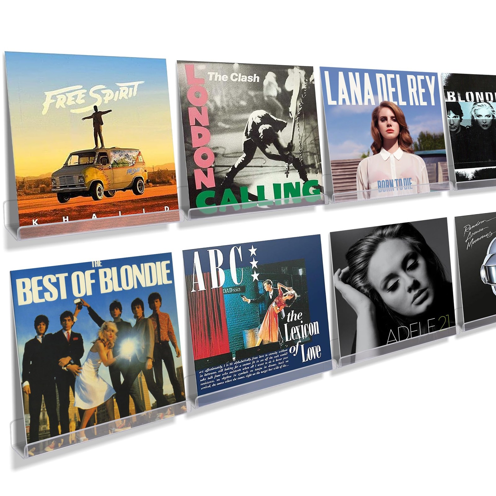 8 Pack Vinyl Record Wall Mount Shelves, 12" Vinyl Holder for Album Record Sto...