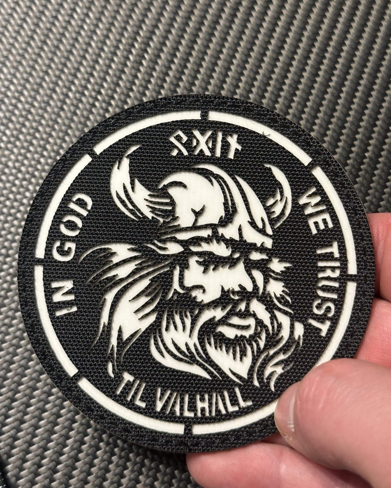 Viking In God We Trust Odin Til Valhall IR InfraredTactical Hook Loop Patch Glow