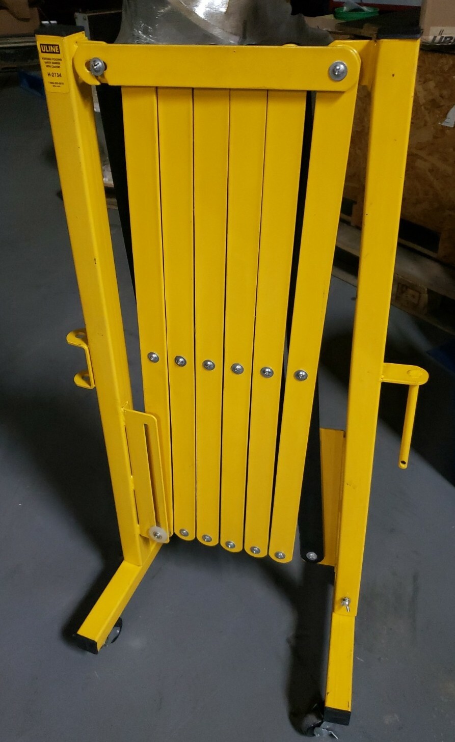 H-2734 Uline Portable Safety Barrier w/ Casters - Clean & Fully Functional!