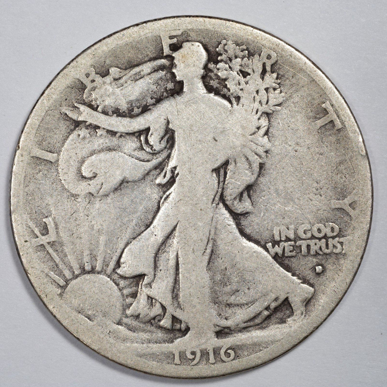 1916-D Walking Liberty Silver Half Dollar Denver Mint Good (G)