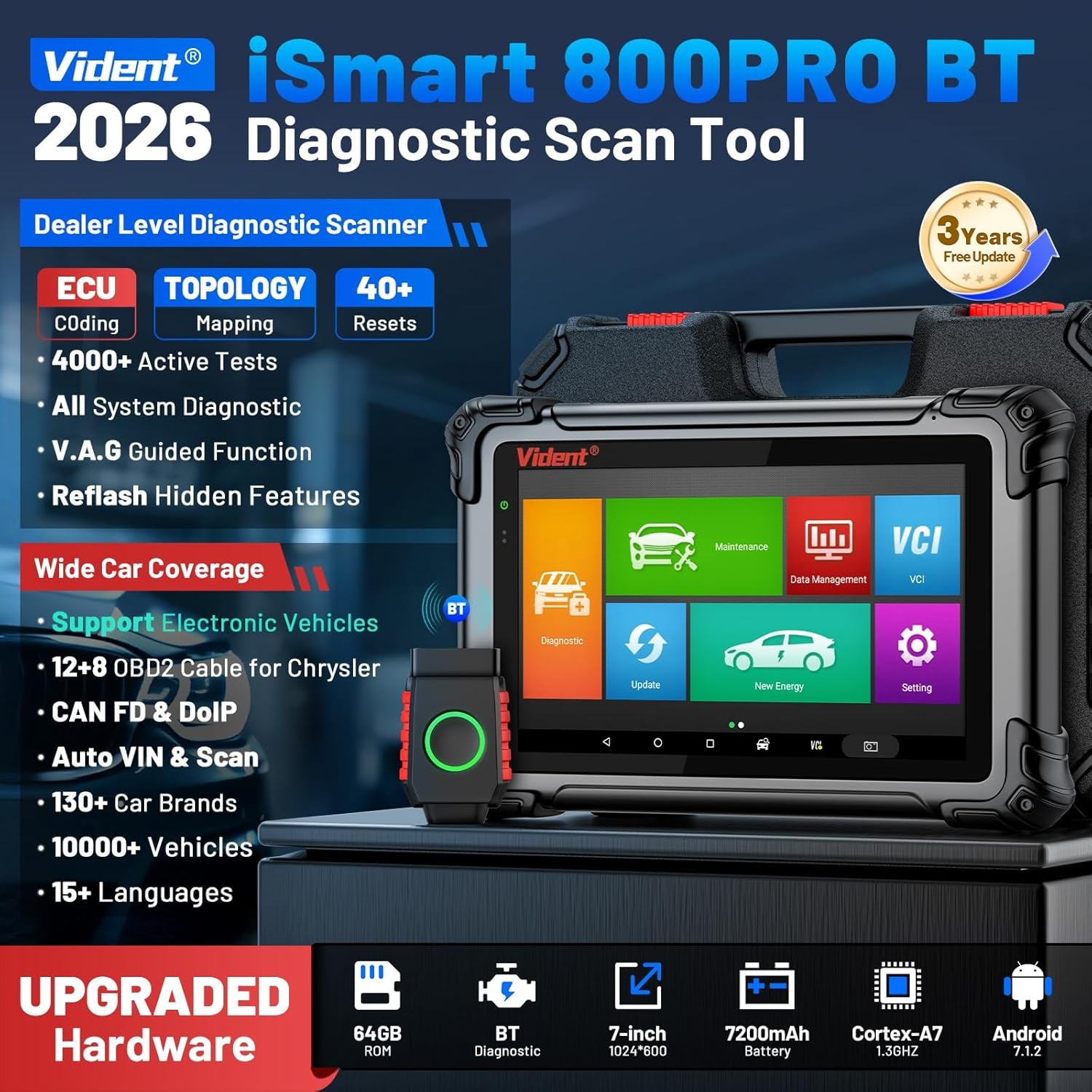 OBD2 Scanner Topology Mapping VIDENT iSmart 800PRO BT Bidirectional Scan Tool US