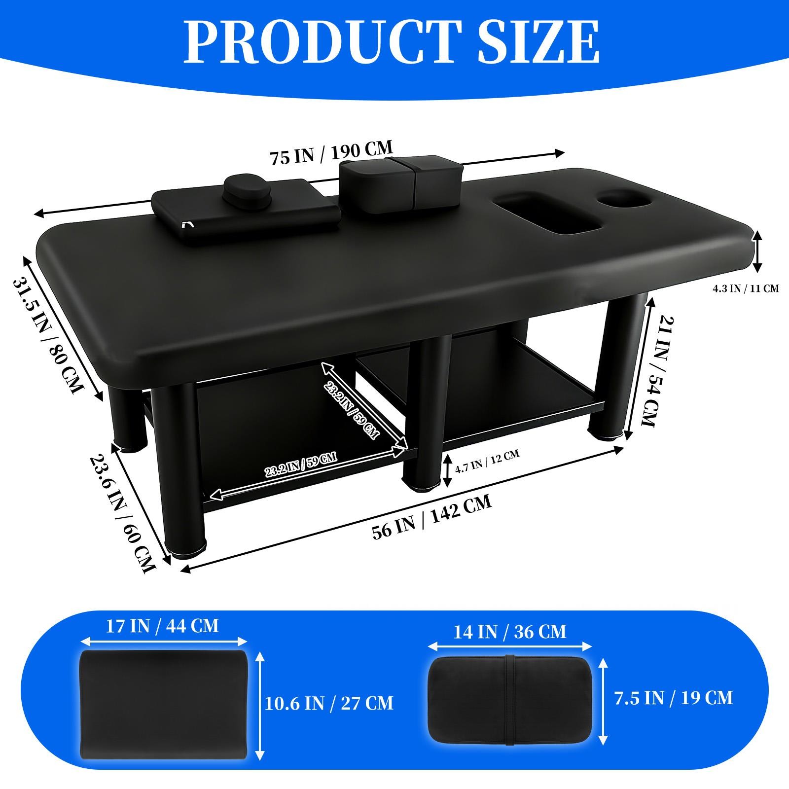 Waterproof Massage Table Height Adjustable with 0-45° Adjustable Backrest