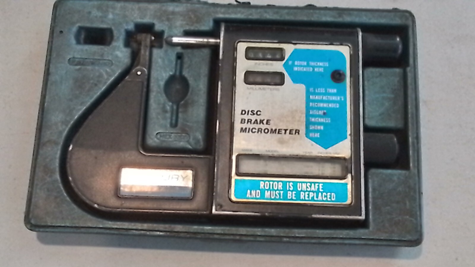 VINTAGE CENTURY DISC BRAKE ROTOR MICROMETER WITH CASE MADE IN THE U.S.A