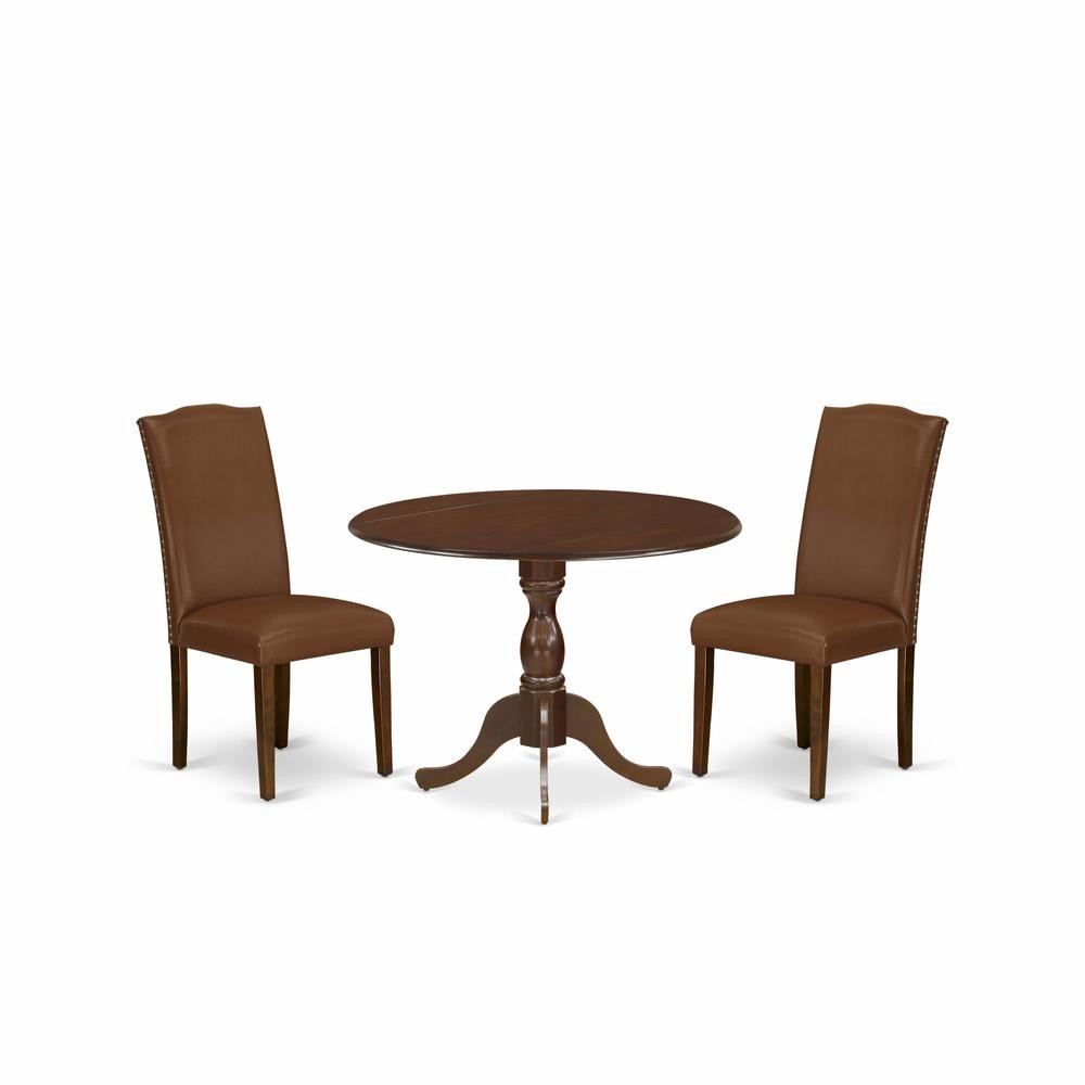 East West Furniture DMEN3-MAH-66 3 Piece Modern Dining Table Set Consists of...