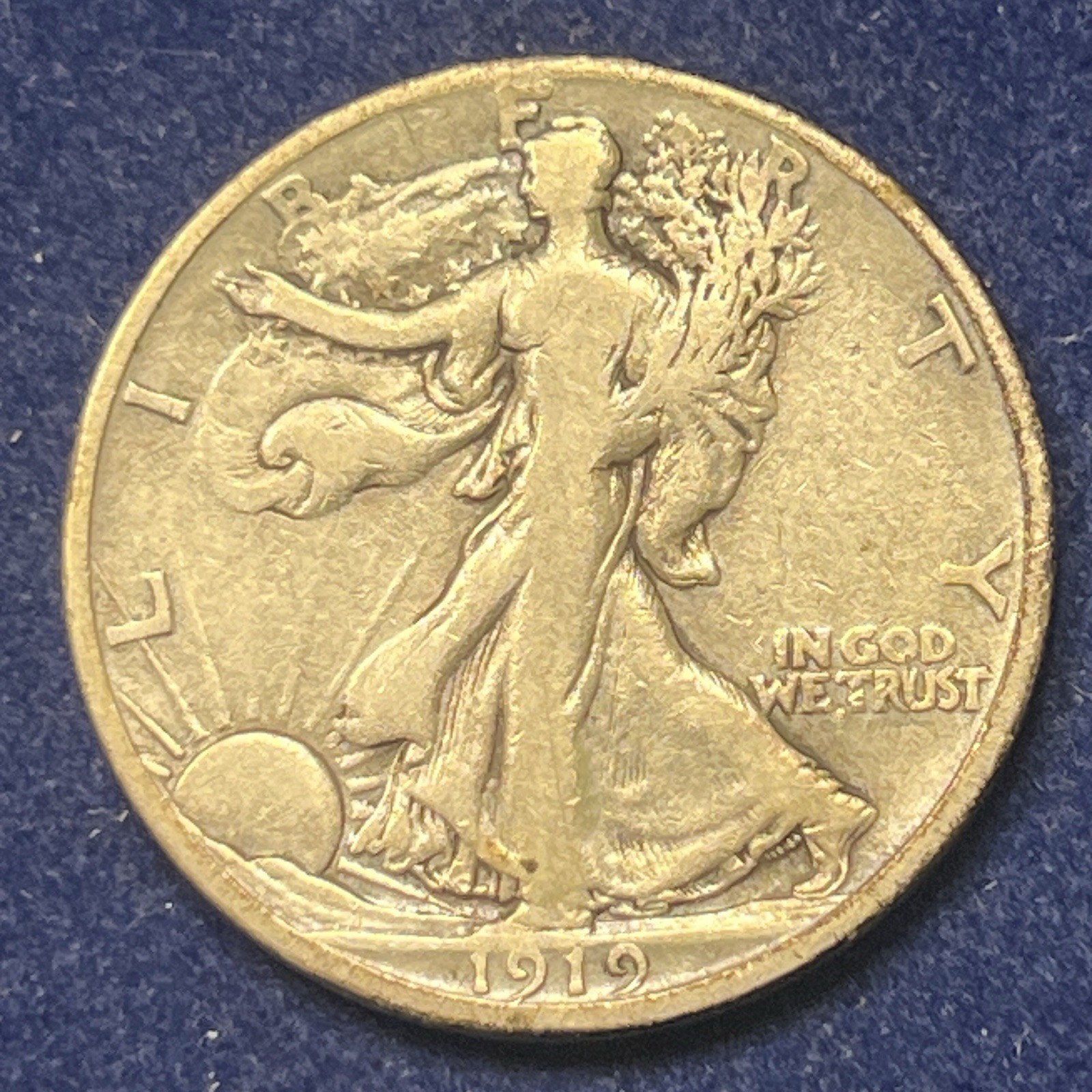 1919 S Walking Liberty Half Dollar 90% Silver Coin