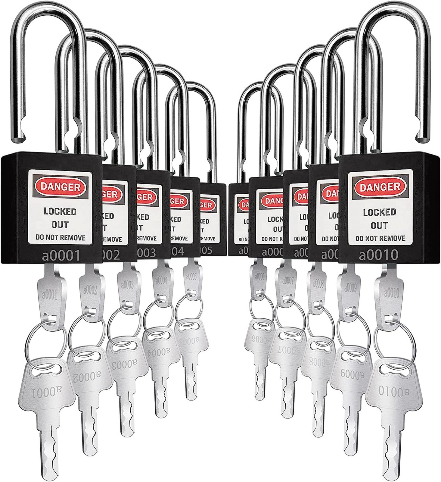 SAFBY 10 Keyed Different Lockout Tagout Lock - Loto Safe Padlocks for Lock Ou...