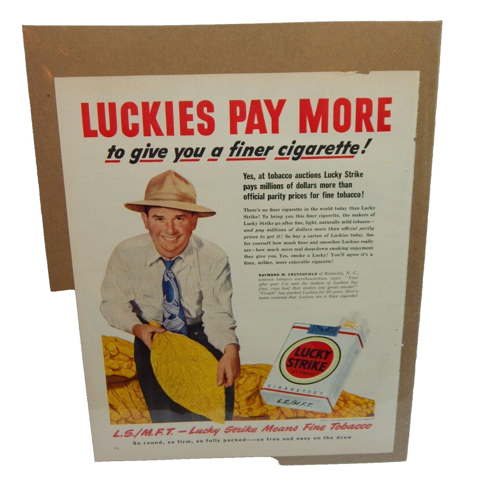 LUCKY STRIKE CIGARETTES THE AMERICAN TOBACCO COMPANY 1950 ADVERTISEMENT