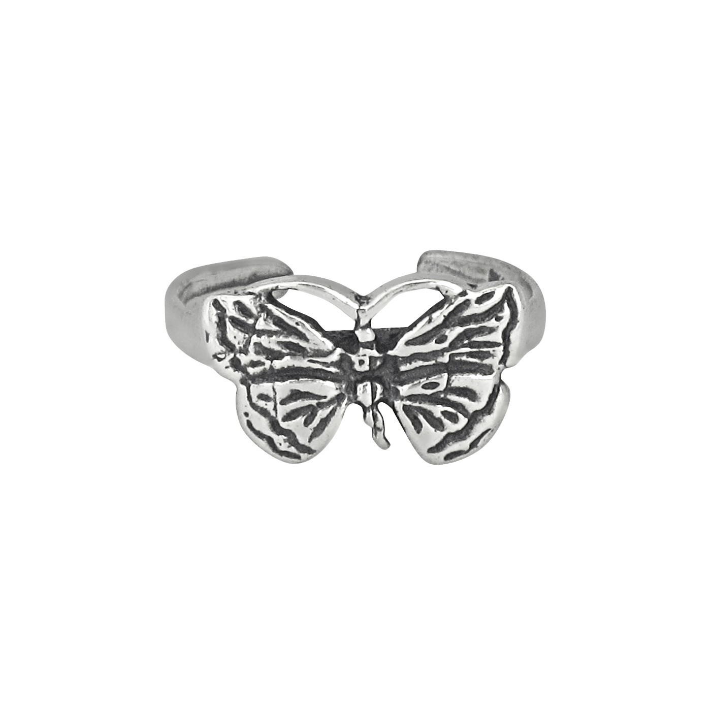 Sterling Silver .925 Butterfly Toe Ring adjustable size Oxidized | Made In USA