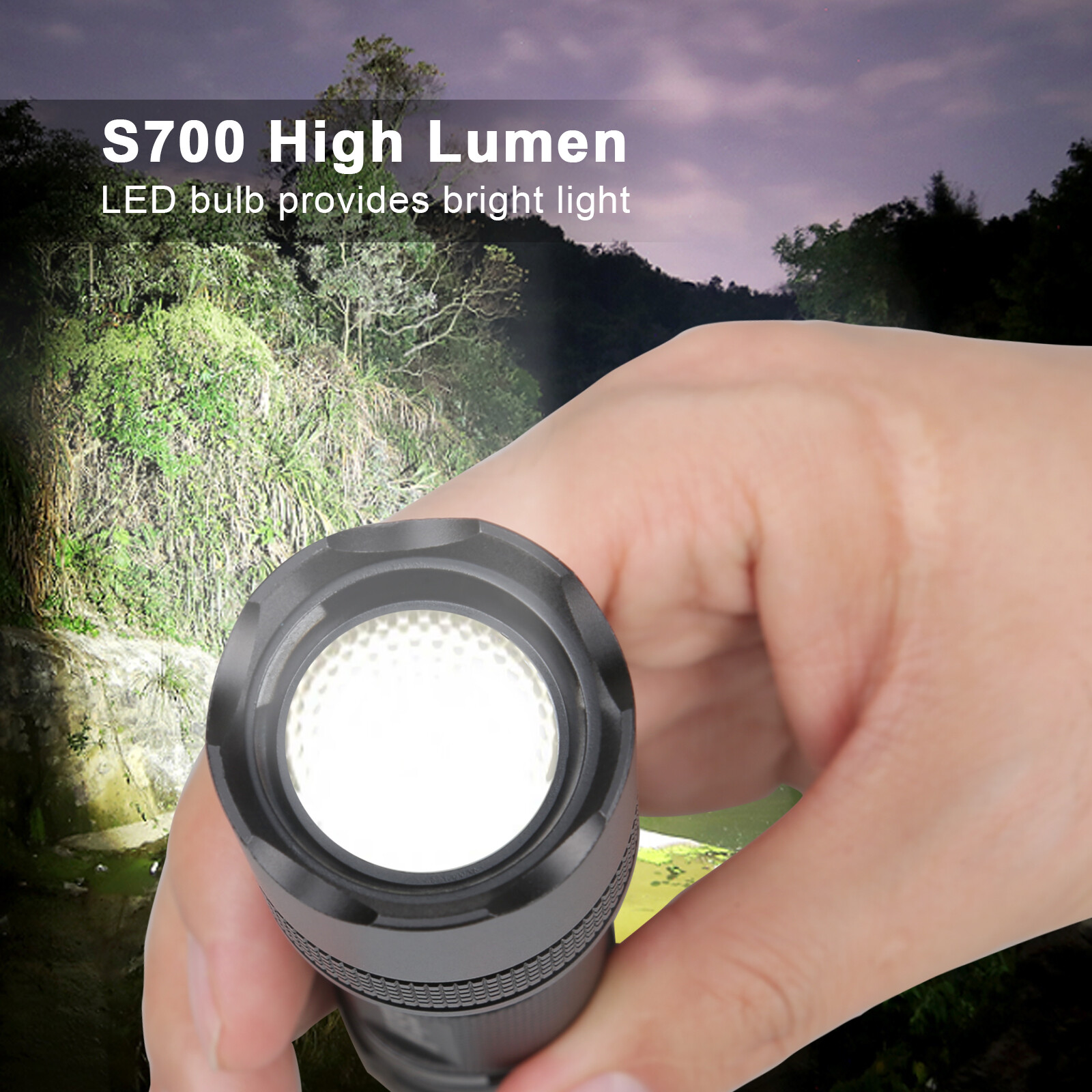 Small & Extremely 5.3oz Zoomable LED Tactical Handheld Flashlight with Batteries